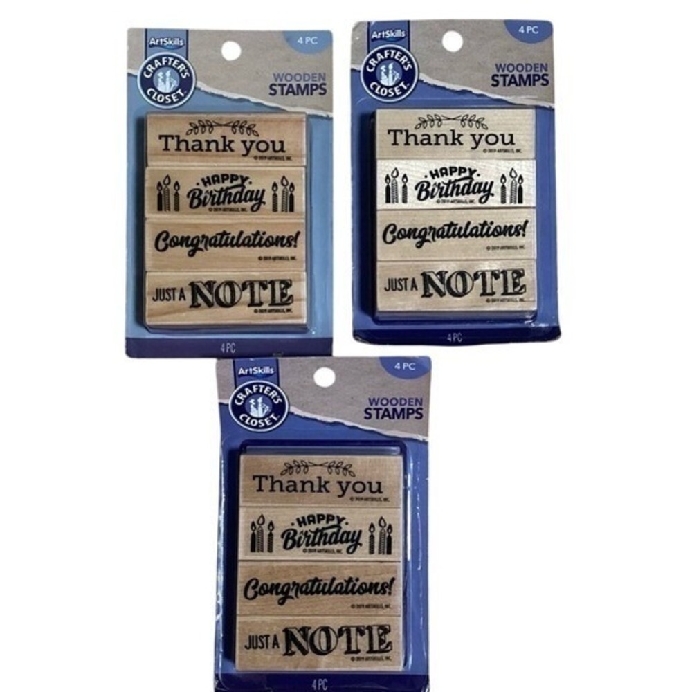 ArtSkills Crafters Closet Wooden Stamps Set Thank You Birthday‎ Congratulations